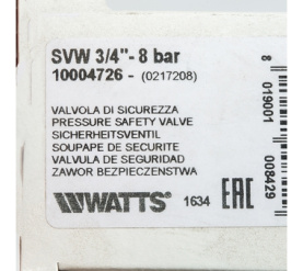 Предохранительный клапан вр 3/4 x 8 бар SVW 8 3/4 Watts 10004726(02.17.208) в Владимире 6