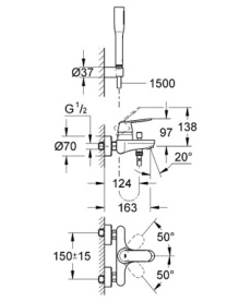 Смеситель для ванны Grohe Eurosmart Cosmopolitan с душем Euphoria Cosmopolitan 32832000 в Владимире 1