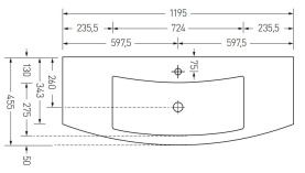 Раковина Акватон SEVIGLIA 120x12 (1195x455) FLOAT VIOLA MET в Владимире 1