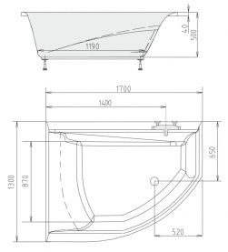 Каркас Alpen 170x110 для асимметричной ванны металлический в Владимире 1