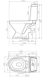 Унитаз-компакт Della Glance Plus DE811090008, горизонтальный выпуск, 2-реж смыв, с сиденьем дюропласт в Владимире 2