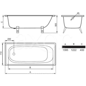 Ванна стальная Estap Classic-A 140x70 прямоугольная в Владимире 2