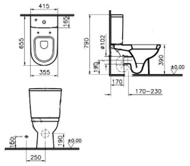 Унитаз-компакт Vitra Form 300 9729B003-7200 комплект с сиденьем микролифт в Владимире 2