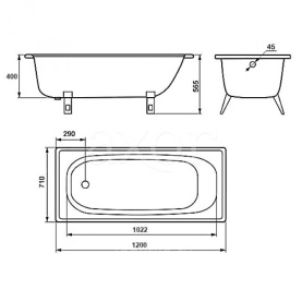 Ванна стальная Estap Classic-A 120x70 прямоугольная в Владимире 2