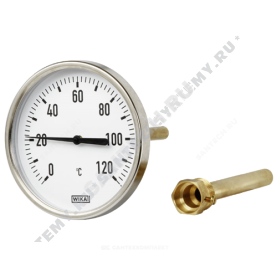 Термометр биметаллический осевой Дк63 L=60мм G1/2" 120C А5000 Wika 3901670 (36523009) в Владимире 0