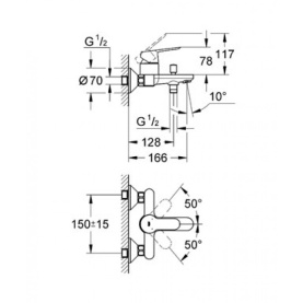 Смеситель BauEdge (арт.23334000) для ванны, кор.излив, без аксессуаров GROHE в Владимире 2