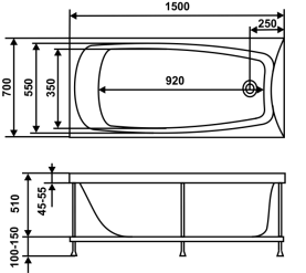 Ванна акриловая Vidima Сириус 160х70 см B155601, белая в Владимире 3