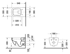 Унитаз подвесной Duravit Happy D.2 365x540 мм 2221090000, с вертикальным смывом, с креплением Durafix в Владимире 2