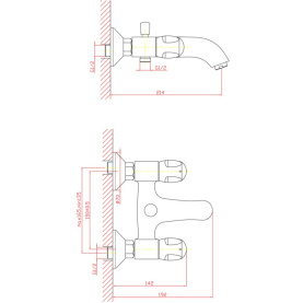 Смеситель NURNBERG (арт. NU61620141) для ванны короткий изл. с аксес. Zollen в Владимире 2