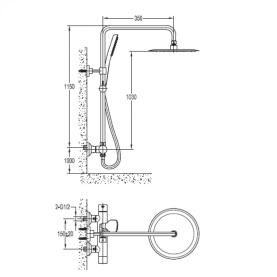 Душевая колонна Cezares SIESTA-CD-T-01 с термостатическим смесителем верхним и ручным душем в Владимире 1